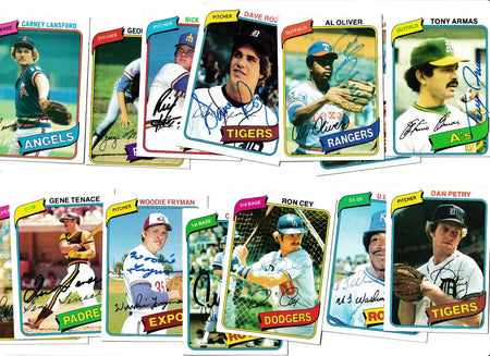 14 autographed 1980 Topps baseball cards Ron Cey Carney Lansford Al Oliver Dan Petry Gene Tenace - AutographsForSale.com