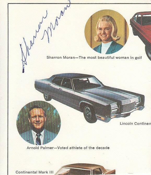 Sharron Moran 1967 LPGA Rookie of Year signed Lincoln-Mercury flyer cut - AutographsForSale.com