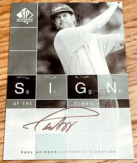 Paul Azinger certified signed 2002 Upper Deck SP Authentic golf Sign of Times card - AutographsForSale.com