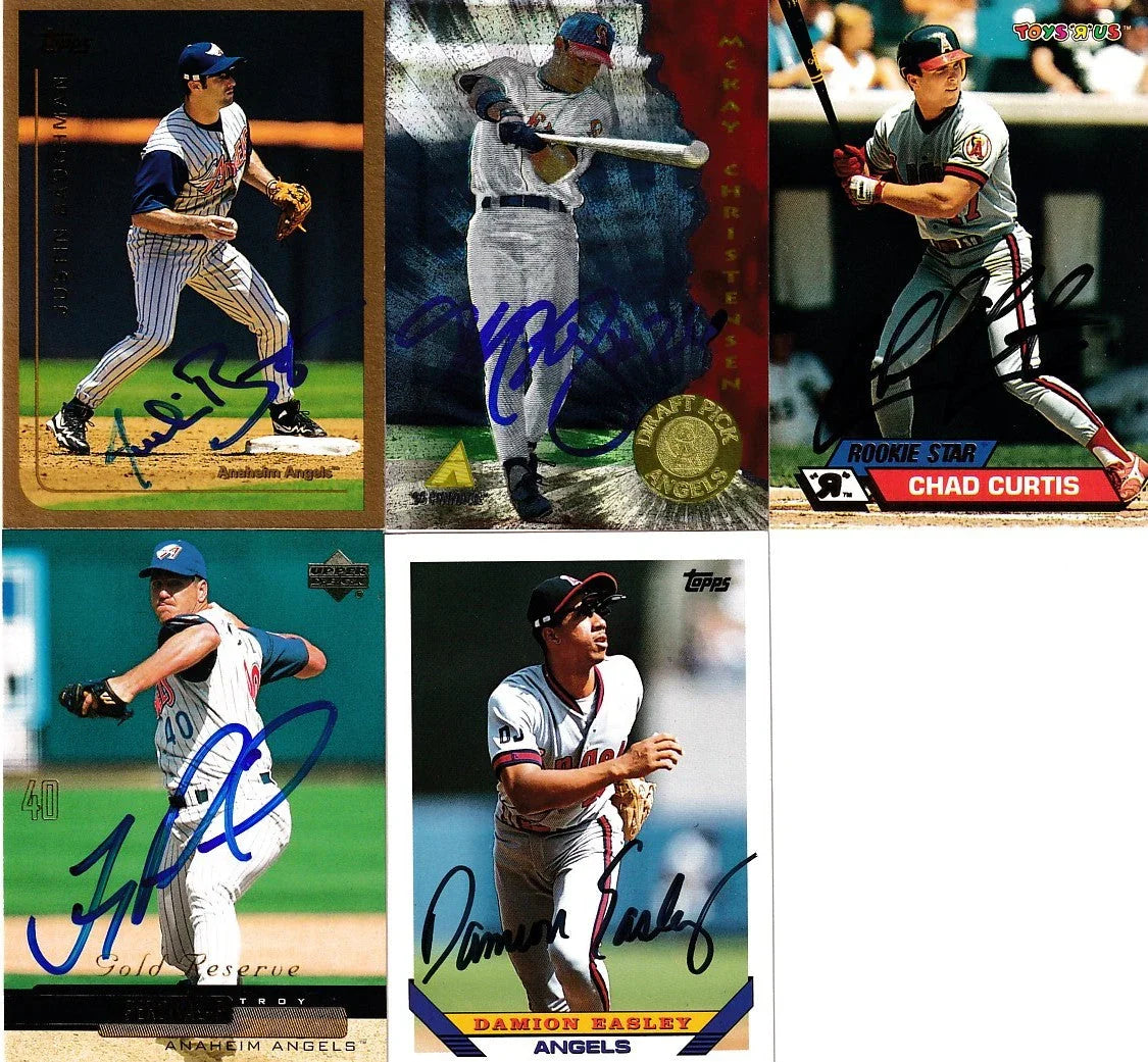 5 California Angels signed cards Chad Curtis Damion Easley Troy Percival - AutographsForSale.com