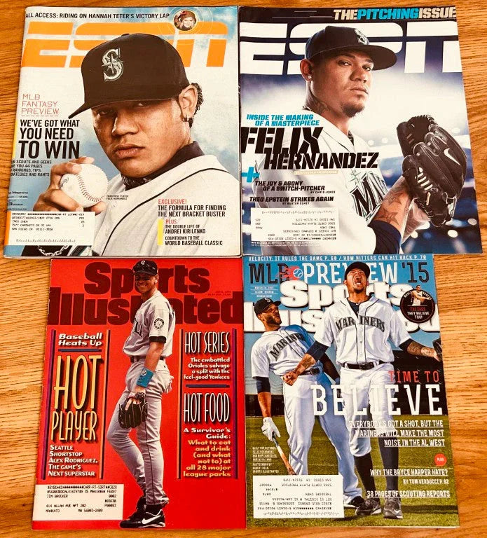 4 Mariners Sports Illustrated & ESPN magazines Felix Hernandez Alex Rodriguez - AutographsForSale.com