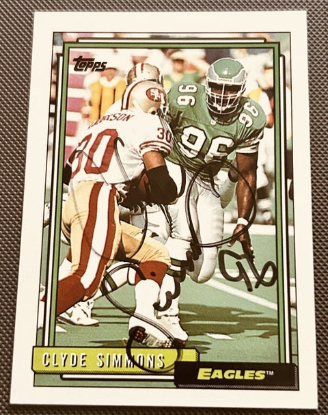 Clyde Simmons signed Philadelphia Eagles 1992 Topps NFL football card - AutographsForSale.com