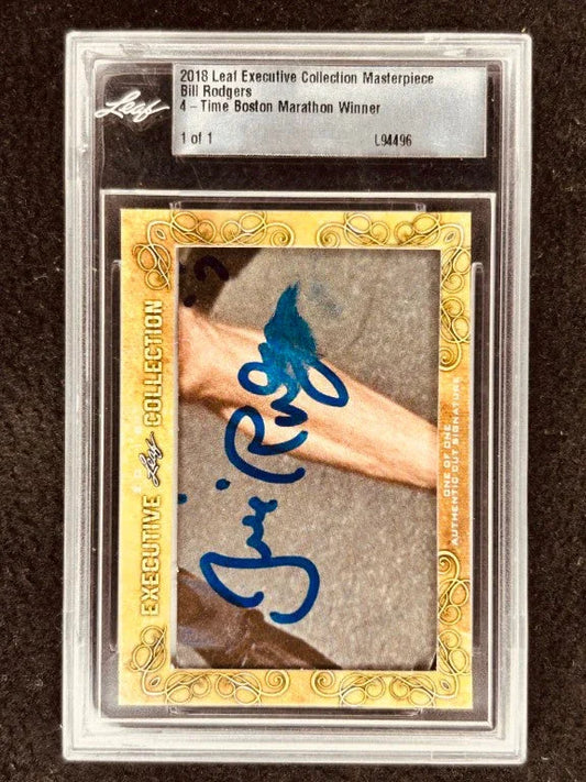 Bill Rodgers 2018 Leaf Masterpiece Cut Signature certified autograph card 1/1 JSA - AutographsForSale.com