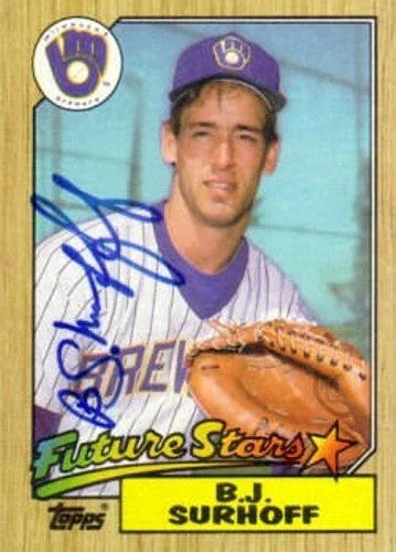 B J SurHOFf signed Milwaukee Brewers 1987 Topps Rookie Card - AutographsForSale.com