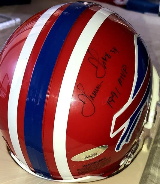 Thurman Thomas signed Buffalo Bills mini helmet w/ 1991 MVP TriStar - AutographsForSale.com