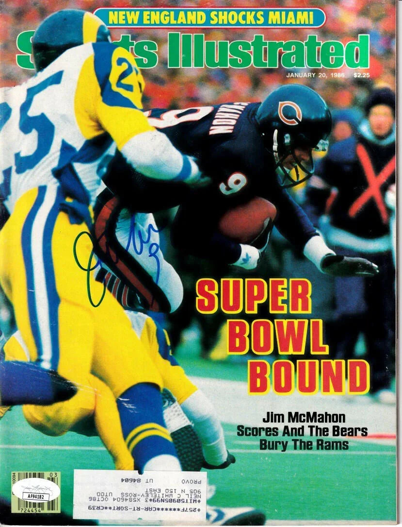 Jim McMahon signed Chicago Bears 1986 Sports Illustrated issue JSA - AutographsForSale.com