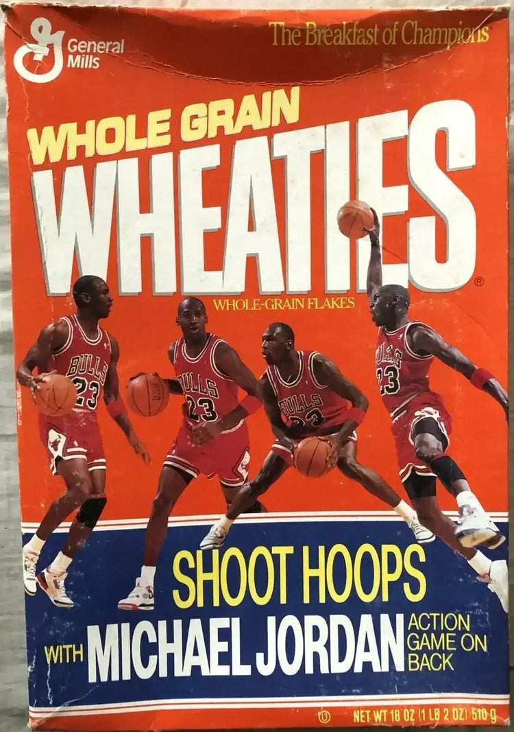 Michael Jordan Chicago Bulls 1990 Wheaties Shoot Hoops cereal box (full and unopened) - AutographsForSale.com