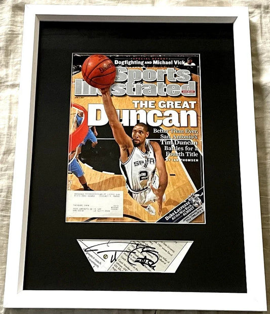 Tim Duncan autograph framed with Spurs 2007 NBA Finals Sports Illustrated cover JSA - AutographsForSale.com