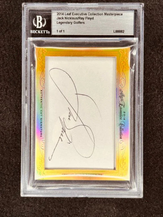 Jack Nicklaus & Ray Floyd 2014 Leaf Masterpiece Cut Signature certified signed card 1/1 JSA Masters - AutographsForSale.com