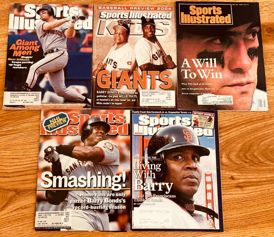 5 SF Giants Sports Illustrated & SI for Kids magazines Barry Bonds Will Clark Willie Mays - AutographsForSale.com