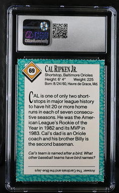 Cal Ripken Orioles 1989 SI for Kids card CSG 8.5 - AutographsForSale.com