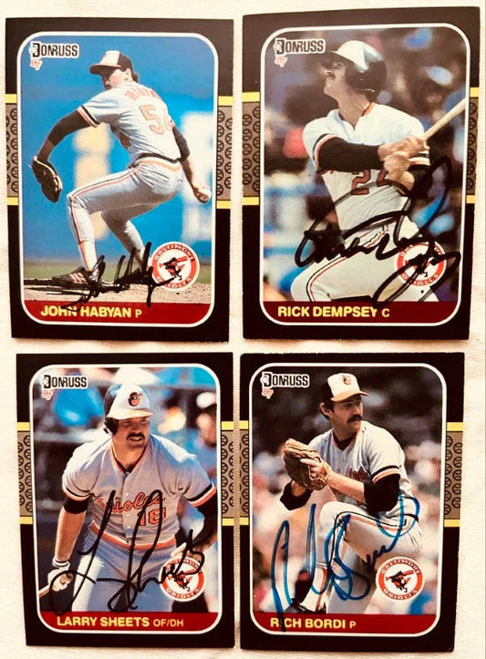 4 signed 1987 Donruss Orioles cards Rick Dempsey Larry Sheets - AutographsForSale.com