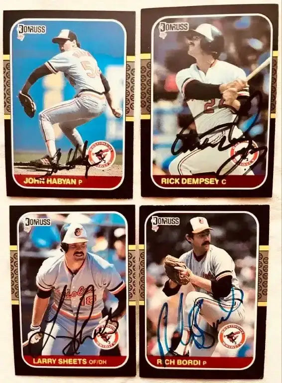 4 signed 1987 Donruss Orioles cards Rick Dempsey Larry Sheets - AutographsForSale.com