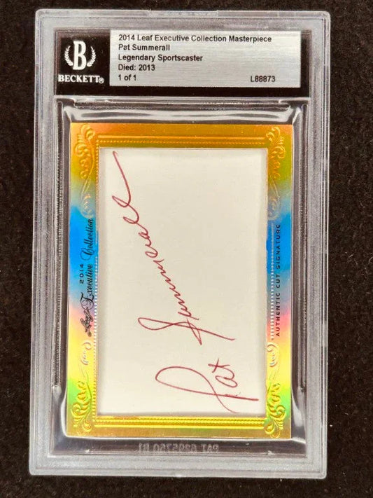 Pat Summerall 2014 Leaf Masterpiece Cut Signature certified signed card 1/1 NY Giants - AutographsForSale.com