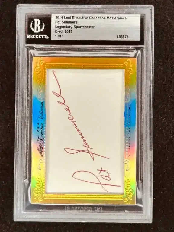 Pat Summerall 2014 Leaf Masterpiece Cut Signature certified signed card 1/1 NY Giants - AutographsForSale.com