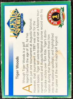 Tiger Woods Masters Champ 2001 Legends magazine golf card damaged - AutographsForSale.com