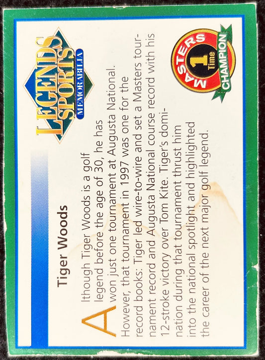 Tiger Woods Masters Champ 2001 Legends magazine golf card damaged - AutographsForSale.com