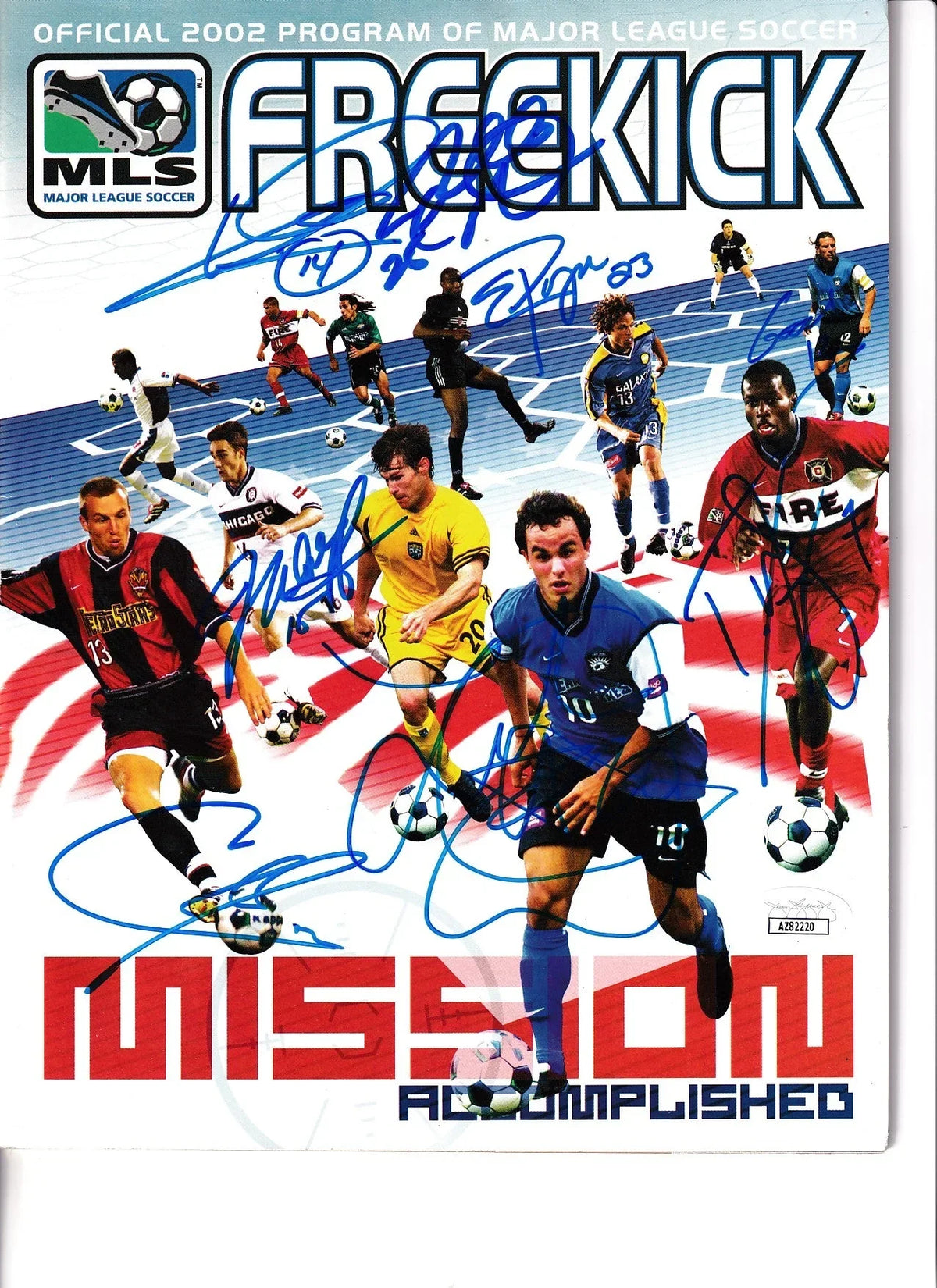 2002 US World Cup team signed MLS Soccer program Landon Donovan Cobi Jones JSA - AutographsForSale.com