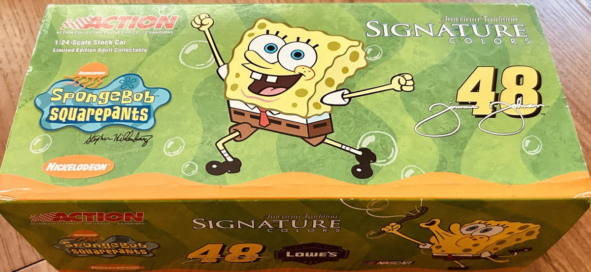 Jimmie Johnson autographed 2003 Lowe’s SpongeBob 1:24 Action Collectibles diecast car JSA - AutographsForSale.com