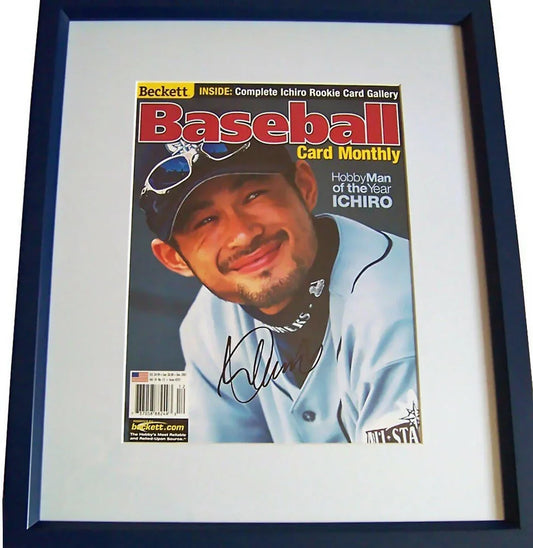 Ichiro Suzuki autographed Seattle Mariners 2001 Beckett Baseball magazine cover framed JSA - AutographsForSale.com