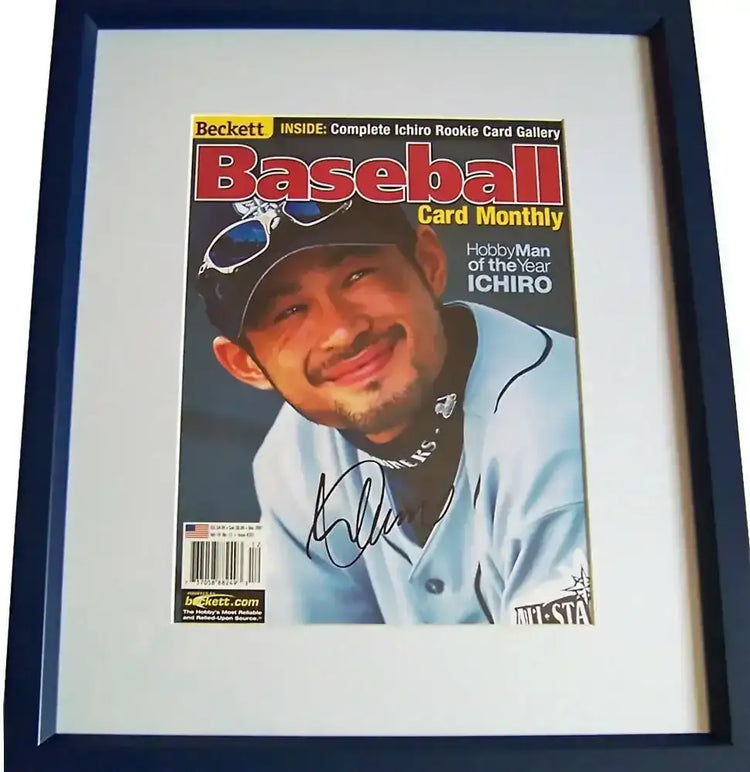 Ichiro Suzuki autographed Seattle Mariners 2001 Beckett Baseball magazine cover framed JSA - AutographsForSale.com