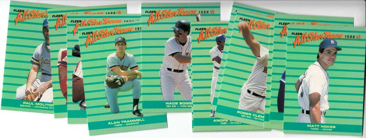 1988 Fleer All-Star team 12 insert card set Roger Clemens Andre Dawson Wade Boggs Paul Molitor - AutographsForSale.com