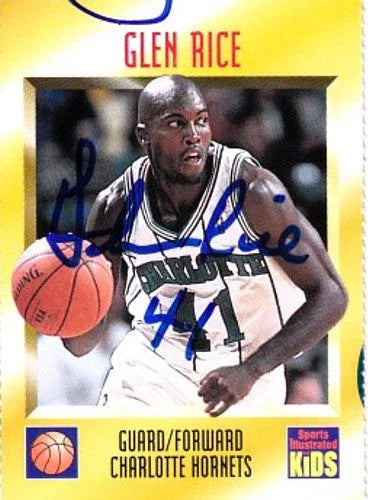 Glen Rice signed Charlotte Hornets 1996 SI for Kids card - AutographsForSale.com