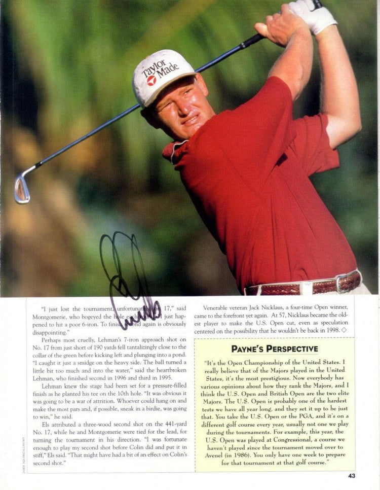 Ernie Els autographed golf magazine page full name signature - AutographsForSale.com
