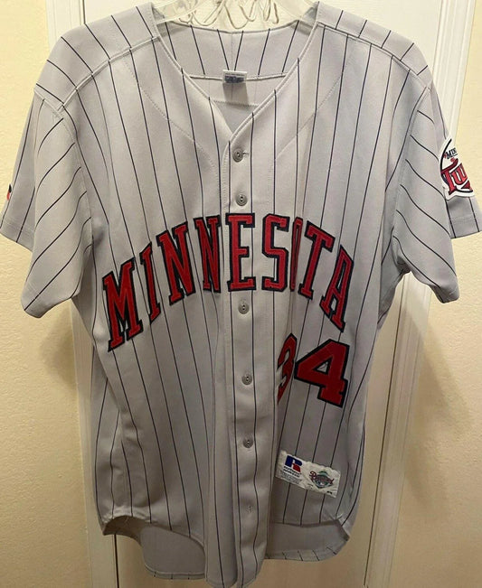 Kirby Puckett Minnesota Twins early 1990s Russell Athletic gray game model jersey - AutographsForSale.com