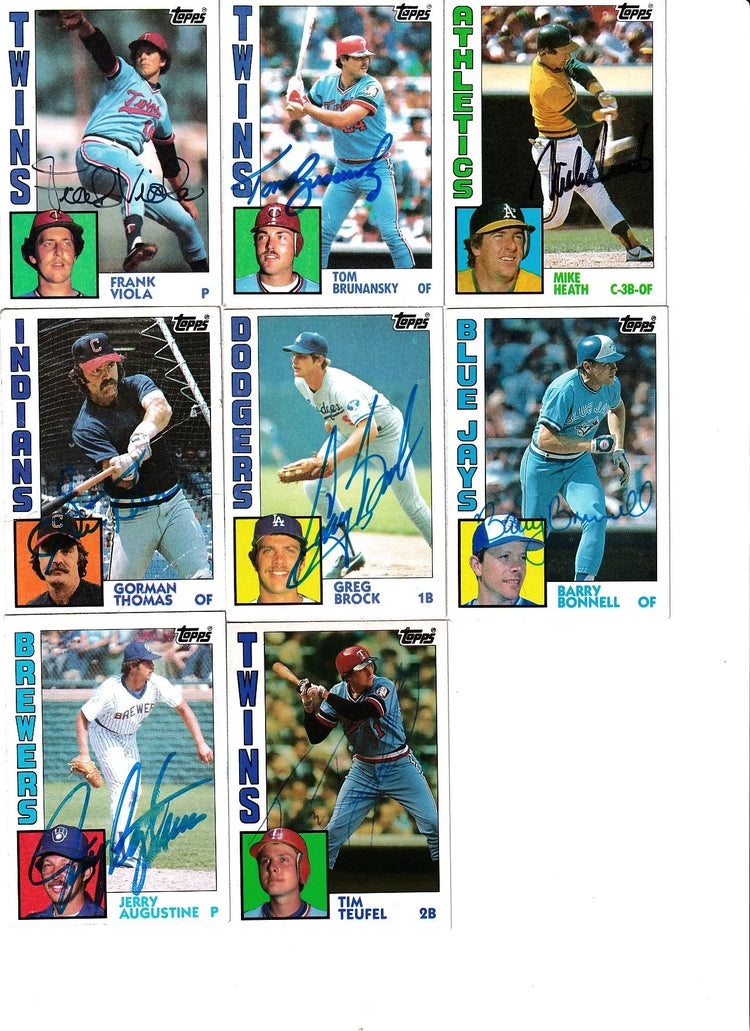8 signed 1984 Topps cards Tom Brunansky Frank Viola Tim Teufel RC Greg Brock - AutographsForSale.com