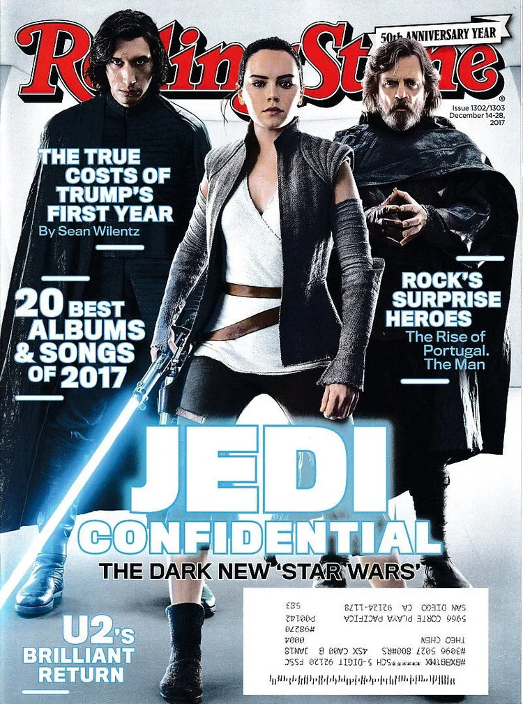 Star Wars Last Jedi movie 2017 Rolling Stone magazine Adam Driver Mark Hamill Daisy Ridley - AutographsForSale.com