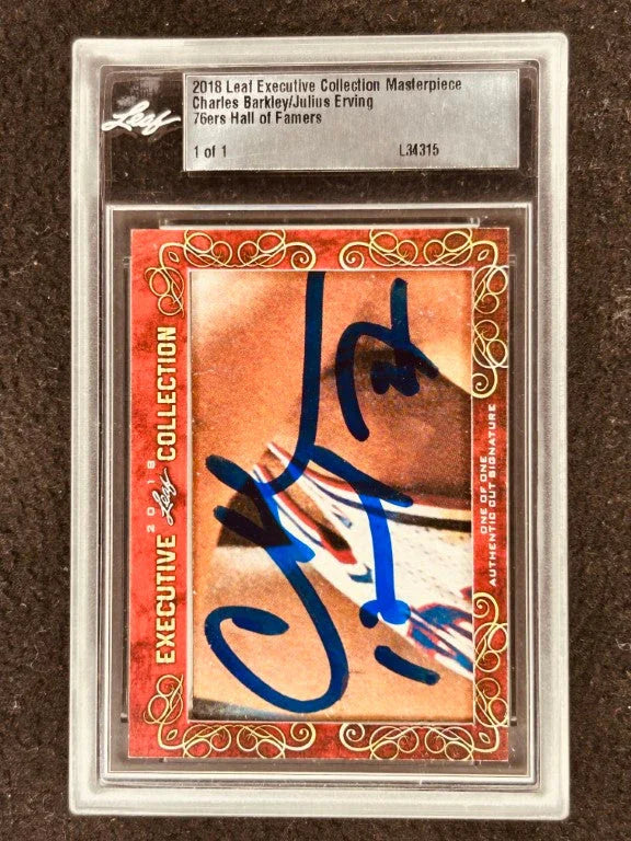 Charles Barkley & Julius (Dr. J) Erving 2018 Leaf Masterpiece Cut Signature certified signed 1/1 card JSA 76ers - AutographsForSale.com