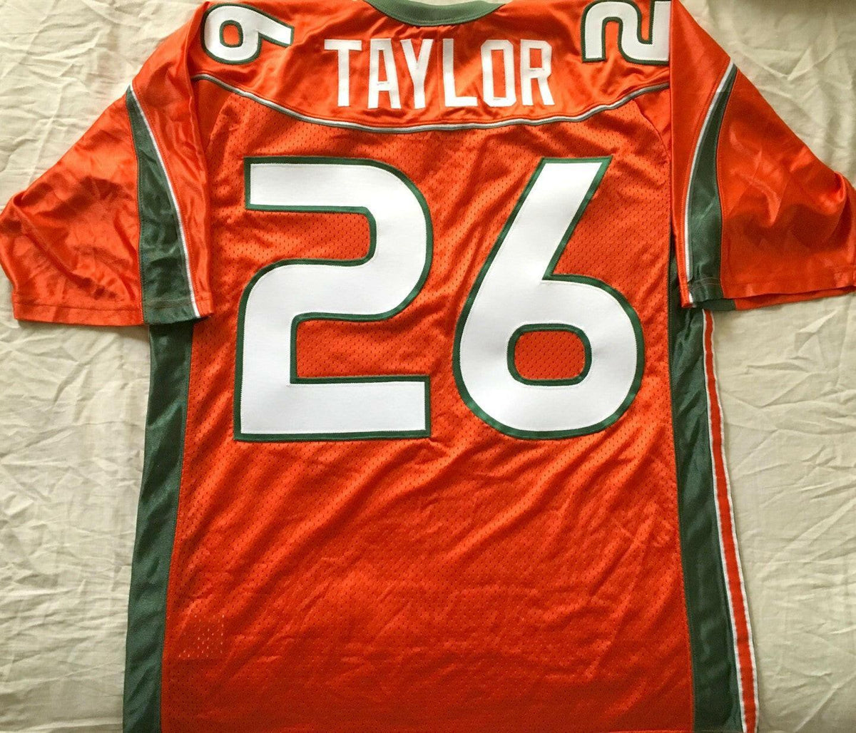 Sean Taylor Miami Hurricanes 2001 to 2003 Nike orange LARGE jersey - AutographsForSale.com
