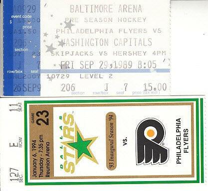 Philadelphia Flyers 2 vintage road game ticket stubs - AutographsForSale.com