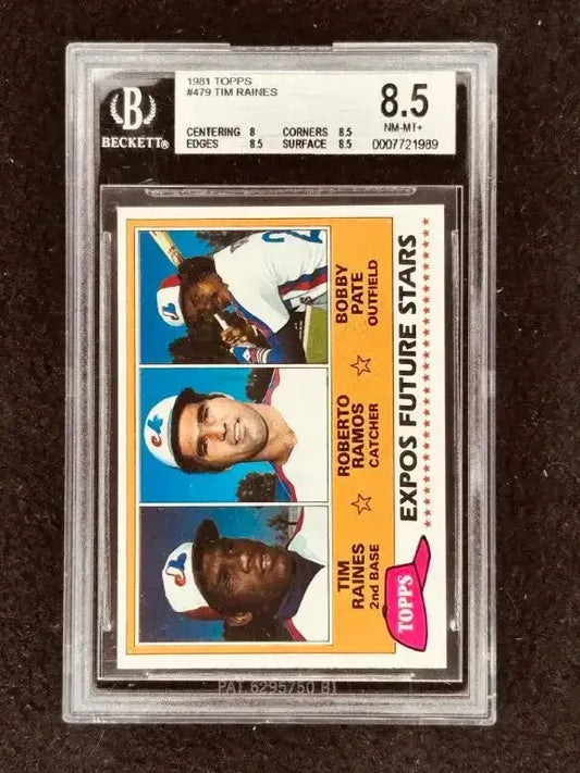 Tim Raines Montreal Expos 1981 Topps Rookie Card BGS 8.5 - AutographsForSale.com