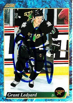 Grant Ledyard signed Dallas Stars 1995-96 Score hockey card - AutographsForSale.com