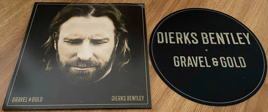 Dierks Bentley Gravel and Gold 2023 vinyl double LP record album with turntable pad - AutographsForSale.com