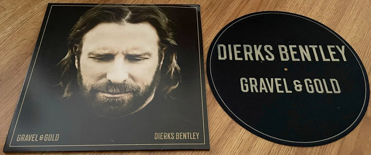 Dierks Bentley Gravel and Gold 2023 vinyl double LP record album with turntable pad - AutographsForSale.com