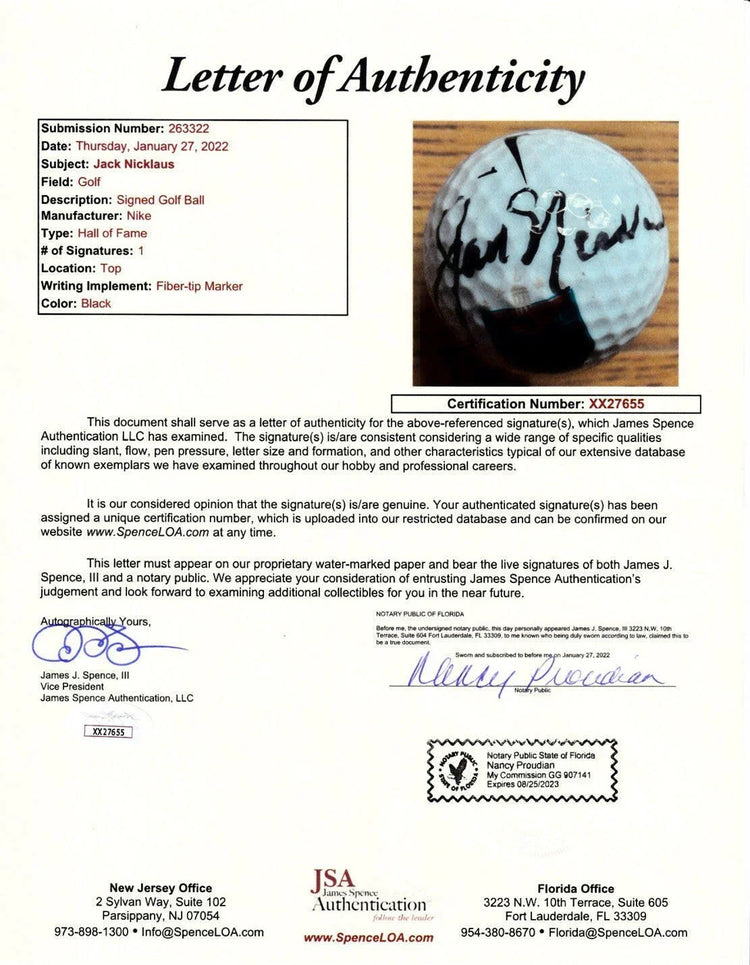 Jack Nicklaus signed World golf Hall of Fame logo Ball JSA - AutographsForSale.com
