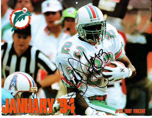 Troy Vincent signed Miami Dolphins 1993 1994 calendar photo - AutographsForSale.com