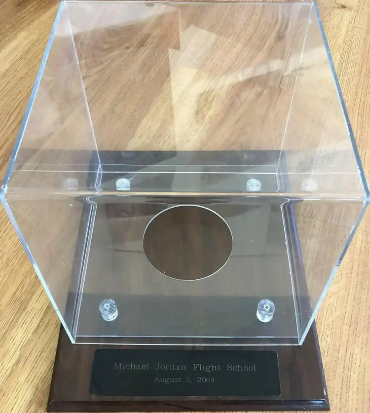 Michael Jordan basketball acrylic & wood display case (Used) - AutographsForSale.com
