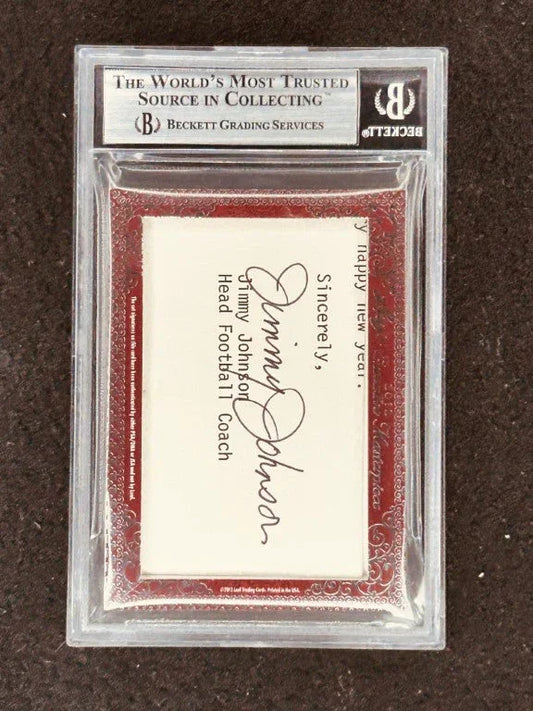 Troy Aikman & Jimmy Johnson 2012 Leaf Masterpiece Cut Signature card 1/1 JSA Dallas Cowboys - AutographsForSale.com