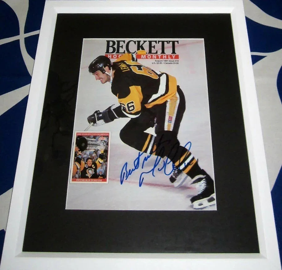 Mario Lemieux signed Penguins 1991 Beckett hockey cover framed w/ Best wishes JSA - AutographsForSale.com