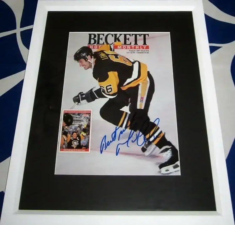Mario Lemieux signed Penguins 1991 Beckett hockey cover framed w/ Best wishes JSA - AutographsForSale.com