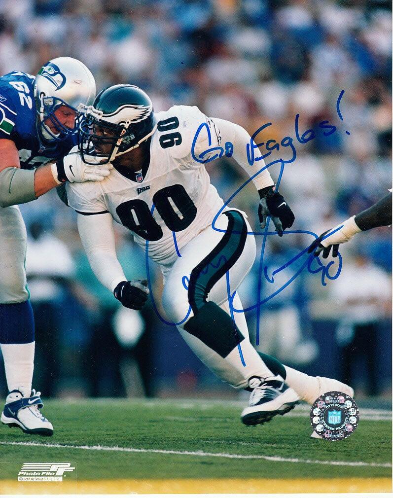 Corey Simon signed Philadelphia Eagles 8x10 photo with Go Eagles! - AutographsForSale.com