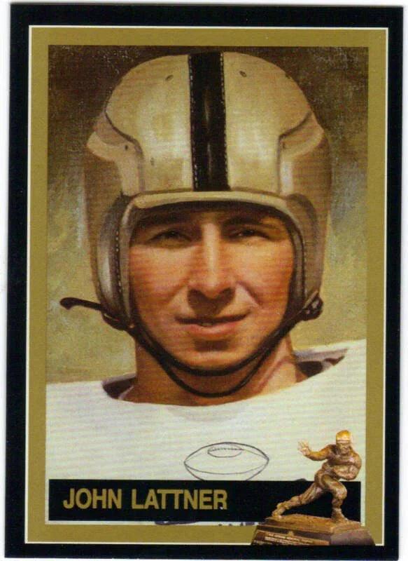 John Lattner Notre Dame 1953 Heisman Trophy winner card - AutographsForSale.com