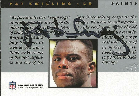 Pat Swilling certified autograph New Orleans Saints 1991 Pro Line card - AutographsForSale.com