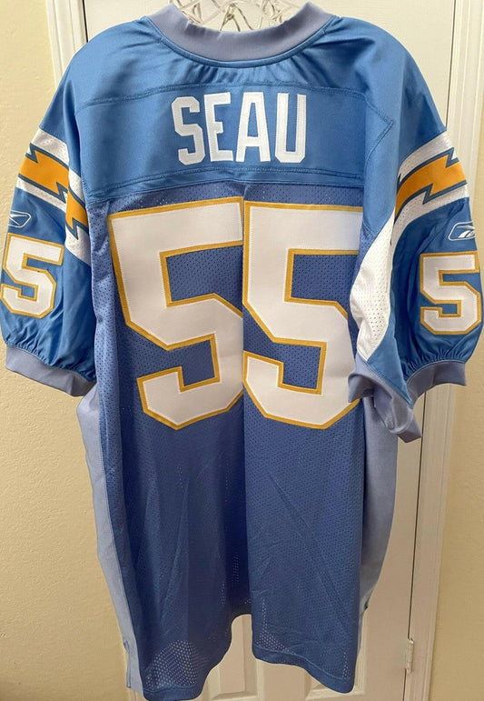 Junior Seau Chargers 2002 Last Season Reebok game model Powder blue jersey NEW - AutographsForSale.com