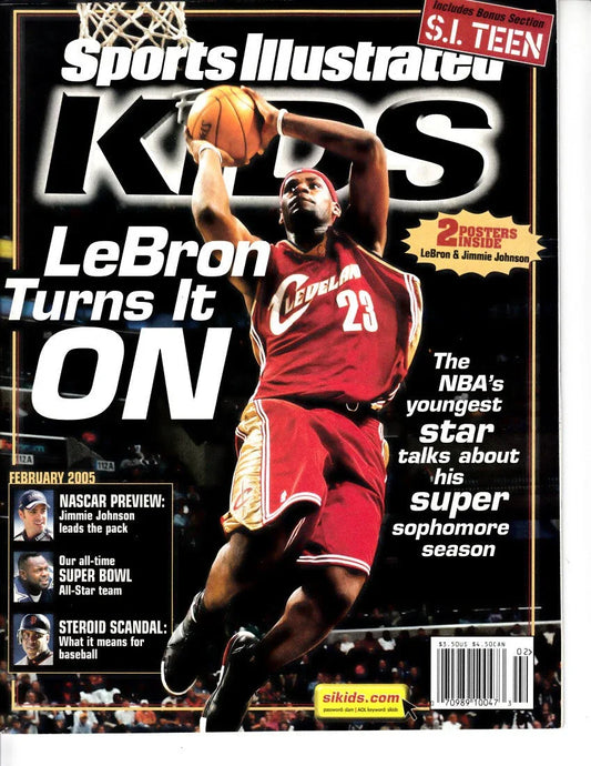 LeBron James Cleveland Cavaliers February 2005 Sports Illustrated for Kids magazine with poster - AutographsForSale.com