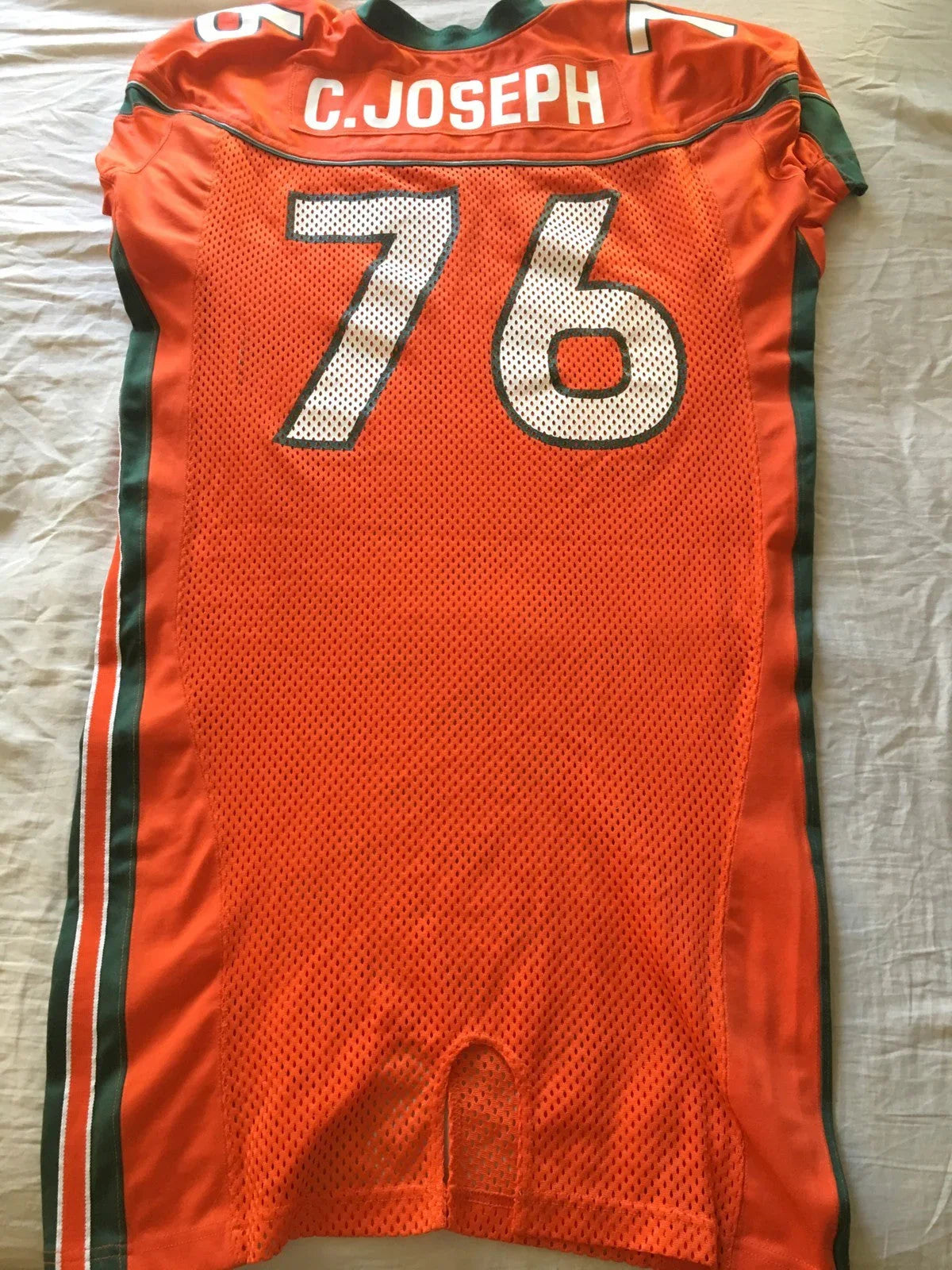 Carlos Joseph Miami Hurricanes 2001 2002 2003 game worn Nike jersey - AutographsForSale.com